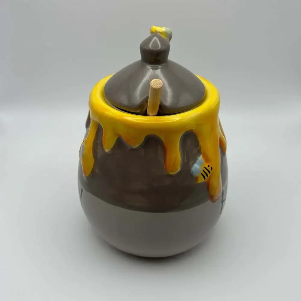 Disney Winnie the Pooh 'HUNNY' Ceramic Honey Pot with Lid and Dipper